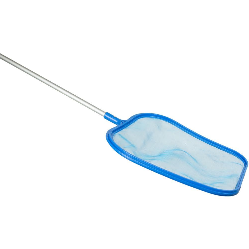 Blue Polypropylene Pool Leaf Skimmer with 4-Foot Aluminum Pole