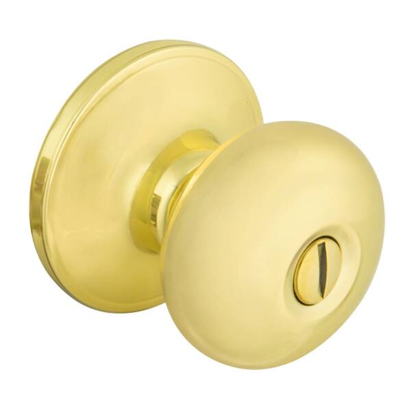 Defiant Simple Series Round Polished Brass Bed and Bath Door Knob