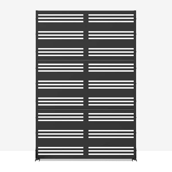 6 ft. x 4 ft. Privacy Fence Screen 6-Panel Black Galvanized Metal for Garden Fence in Lattice Pattern
