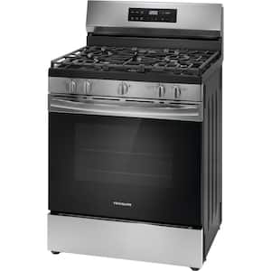 30 in 5 Burner Freestanding Gas Range in Stainless Steel with Quick Boil and Steam Clean