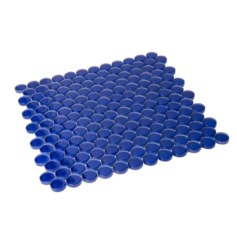 Cobalt Blue 12" x 12" Penny Round Glass Mosaic Tile