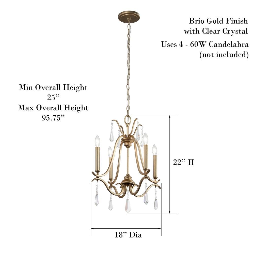 Mini Gold Crystal Candle Chandelier with Bell Shade