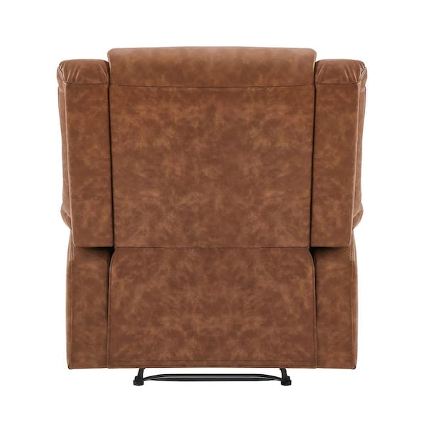 OrangeOne Jek 35.8 in. W Saddle Brown Leather Upholstered Rolled