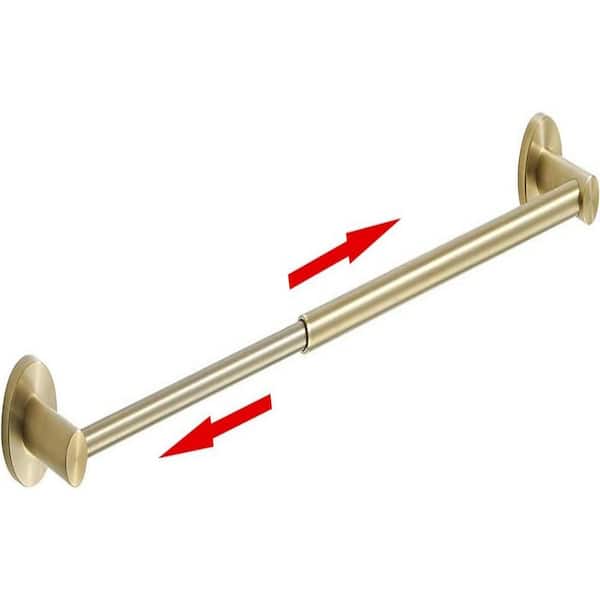 PRIMEPLUS 28 in. Wall Mounted Stainless Steel Adjustable Single Towel Bar in Brushed Gold