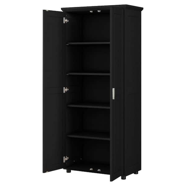 Tenleaf 29.25 in. W x 14.60 in. D x 71.25 in. H Black Wood Linen