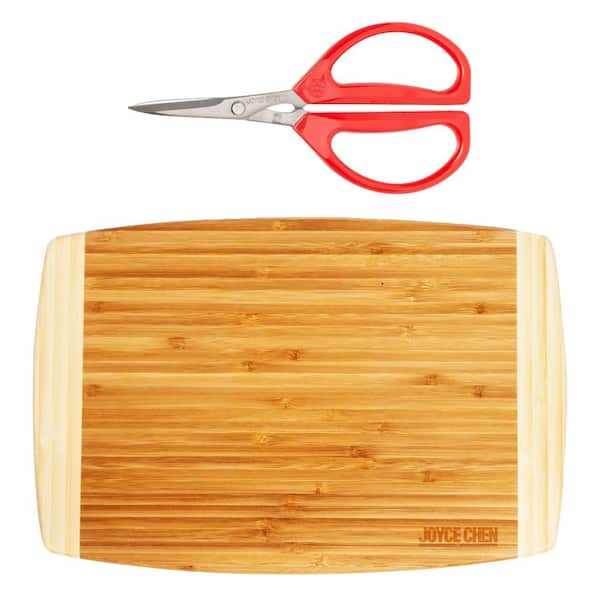 2-Piece Bamboo Cutting Board Set with Scissors