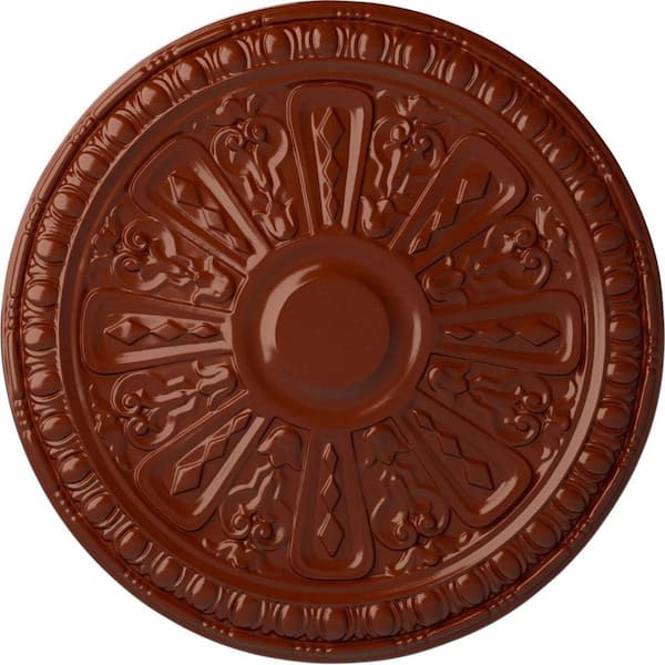 Ekena Millwork 18 in. x 1-1/4 in. Raymond Urethane Ceiling Medallion (Fits Canopies upto 5-3/8 in.) Hand-Painted Firebrick