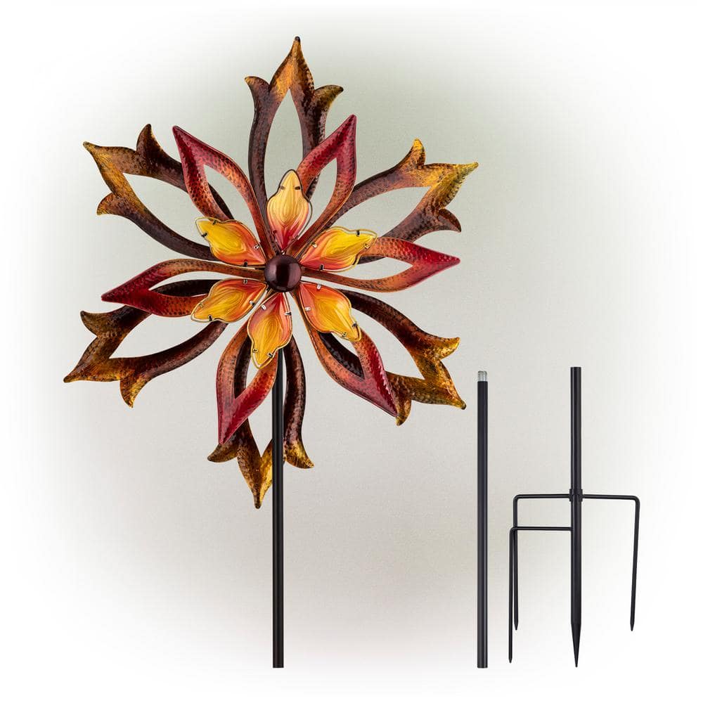 96" Brown Iron and Glass Dual Kinetic Garden Spinner