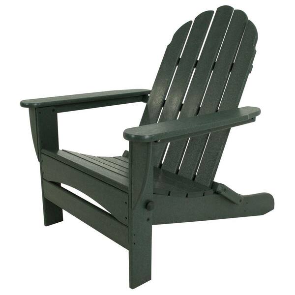 POLYWOOD Classic Green Oversized Curveback Plastic Patio Adirondack Chair