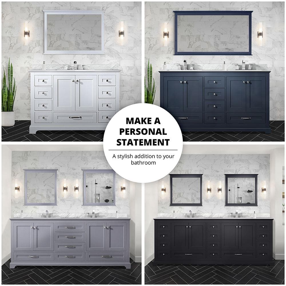 Dukes 84" Dark Grey Double Vanity with White Carrara Marble Top