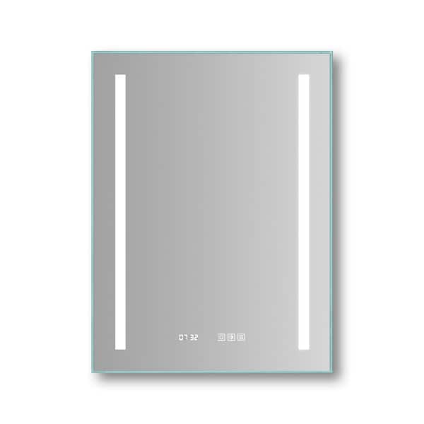 ES-DIY 24 in. W x 32 in. H Medium Rectangular Frameless Anti-Fog Wall Bathroom Vanity Mirror in Sliver