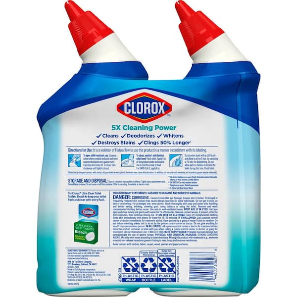 Clorox Ocean Mist Toilet Bowl Cleaner Clinging Bleach Gel - 48 Fl Oz/2ct :  Target