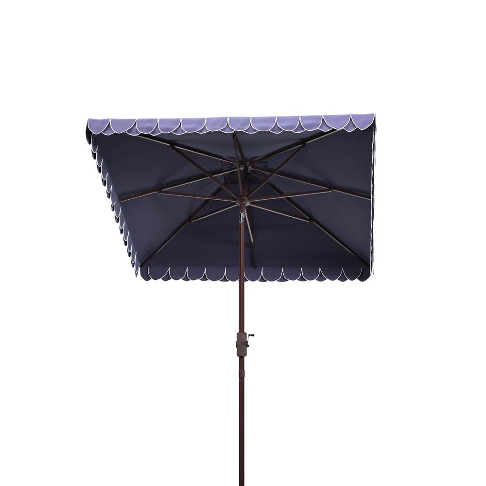 Elegant Navy and White 7.5 Ft Square Patio Umbrella with Valance