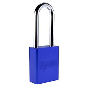 Black solid aluminum 50 mm Keyed Padlock in Blue with Long Shackle