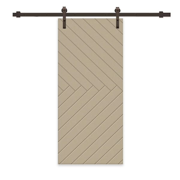 CALHOME 24 in. x 80 in. Unfinished Composite MDF Paneled Interior Sliding Barn Door with Hardware Kit