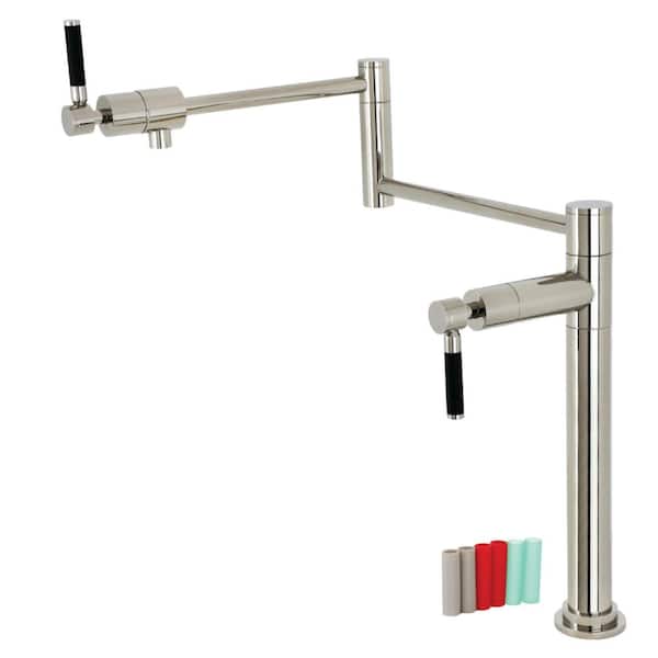 Kingston Brass Kaiser Deck Mount Pot Filler Faucet in Polished Nickel