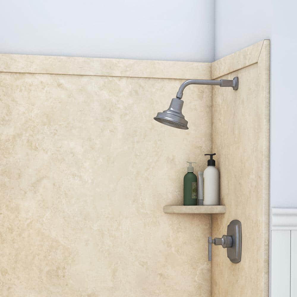 Elegance Creme Travertine 48" x 36" x 80" Alcove Shower Surround