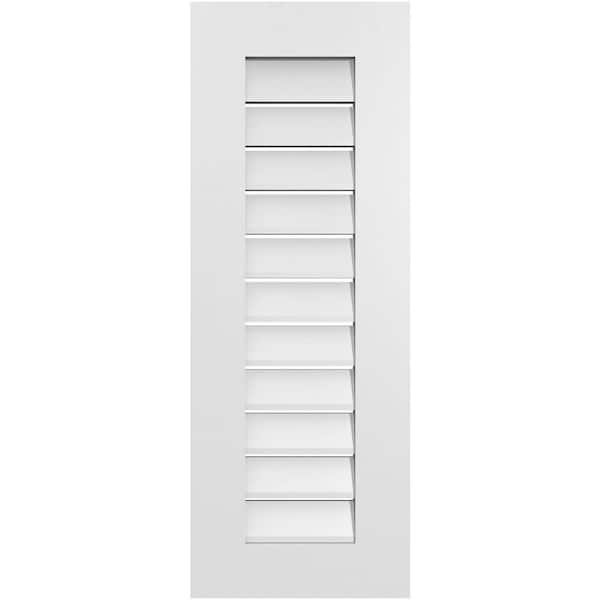 Ekena Millwork 14 in. x 38 in. Rectangular White PVC Paintable Gable Louver Vent Functional