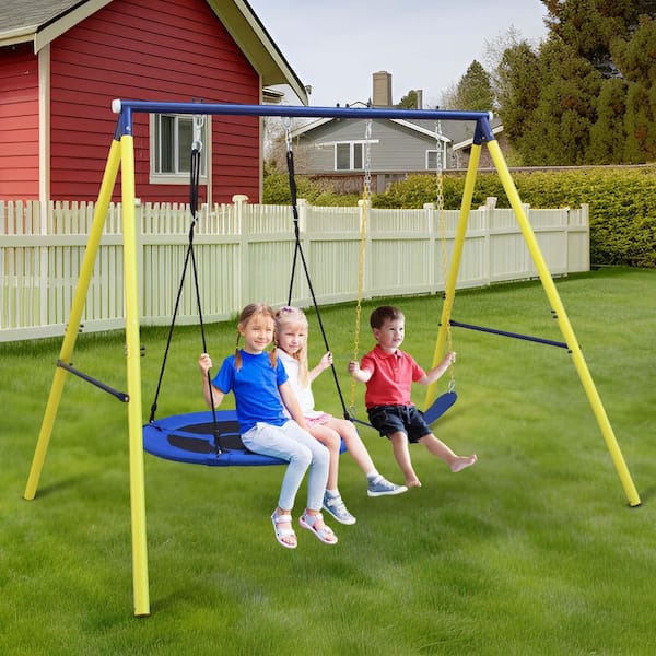 Sudzendf Multicolor Indoor/Outdoor Metal Swing Set with