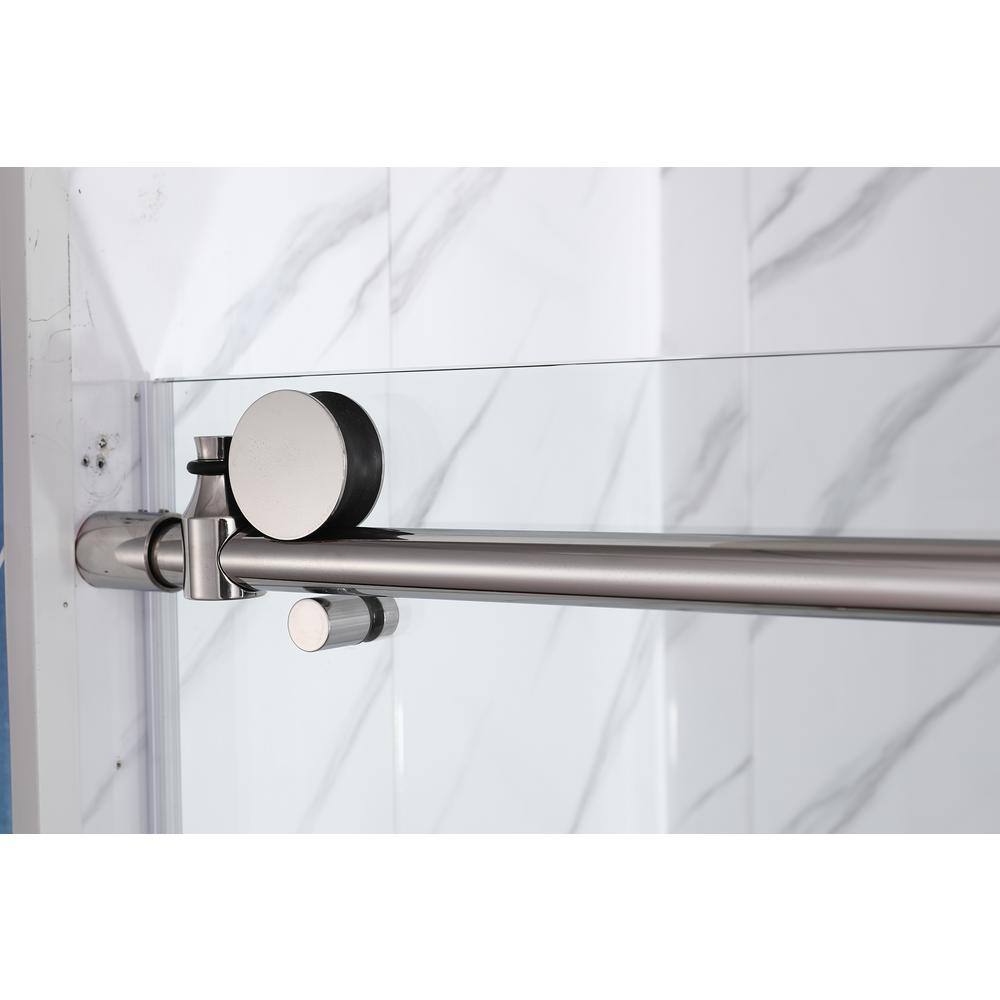 76" x 60" Frameless Sliding Shower Door with Clear Tempered Glass and Chrome Finish