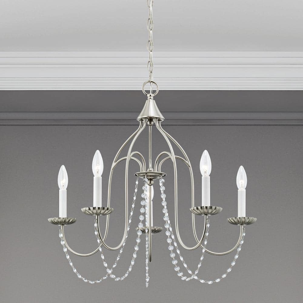 Alessia Brushed Nickel 5-Light Crystal Chandelier
