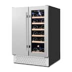 Dual Zone 24 in. 18-Bottle Wine and 57-Can Built-In and Freestanding with French Door Beverage Cooler in Stainless Steel
