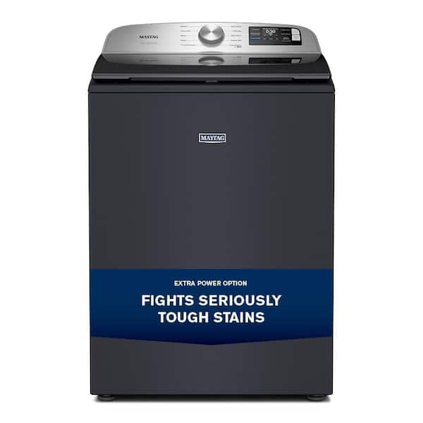 5.2 cu. ft. Top Load Washer in Midnight Steel with Agitator, Extra Power Option and Smart Appliance