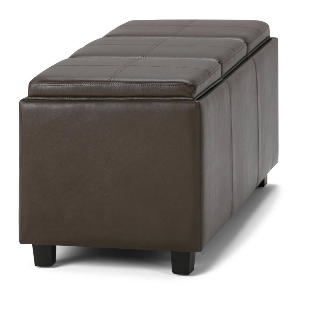 Chocolate Brown Faux Leather Backless Storage Ottoman Bench
