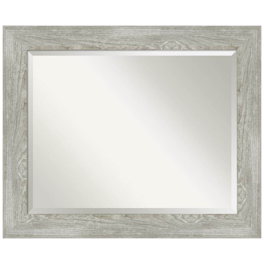 Dove Greywash Rectangular Wood Bathroom Vanity Mirror