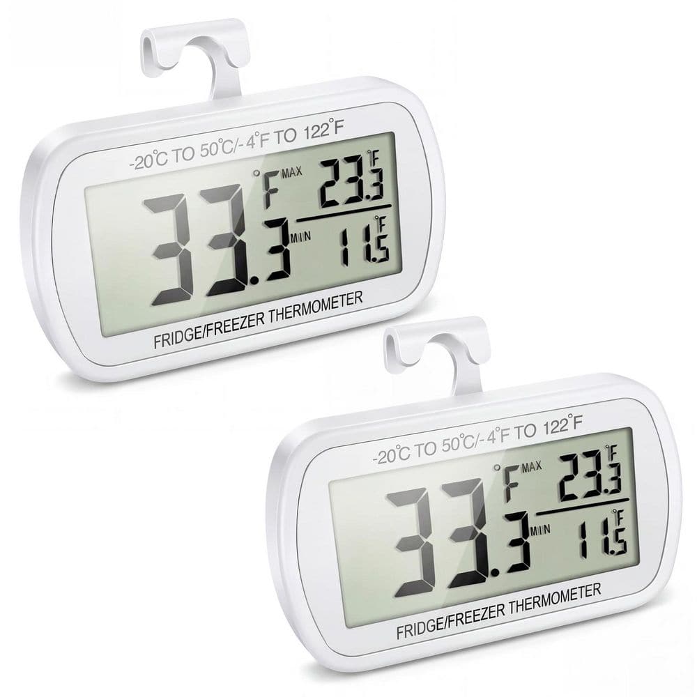 White Neutral Plastic Waterproof Digital Refrigerator Freezer Thermometer Large LCD Magnetic Back (2 Pack) price history on PriceWatchPro
