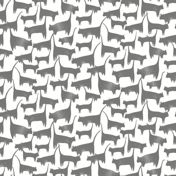 34.16 sq ft Cat Tails Black Peel and Stick Non-woven Wallpaper
