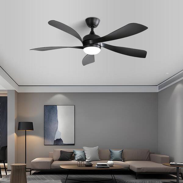 Addlon Ceiling Fans With Lights, 52 Inch Flush Mount Ceiling Fan With Remote Control, Wall Remote, Reversible, 5CCT, Dimmable, Noiseless DC Motor, Black Low Profile Ceiling Fan For Bedroom, Farmhouse