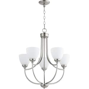 Enclave 5-Light Satin Nickel Chandelier with Satin Opal Glass