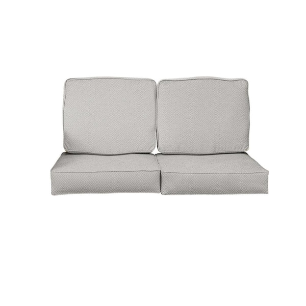 SORRA HOME 23 in. x 23.5 in. x 5 in. (4-Piece) Deep Seating Outdoor Loveseat Cushion in Sunbrella Retain Oyster