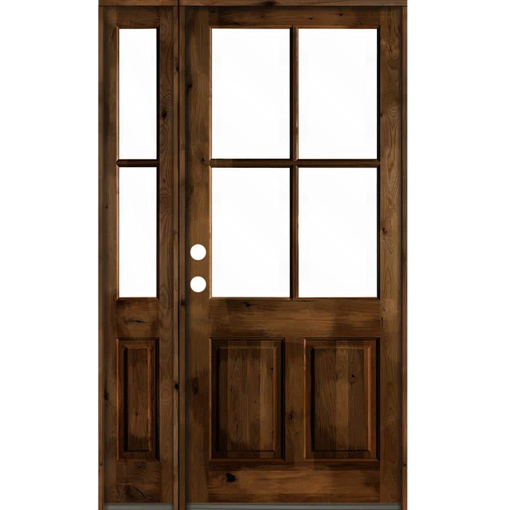 50 in. x 96 in. Alder Right-Hand/Inswing 4-Lite Clear Glass Provincial Stain Wood Prehung Front Door with Left Sidelite price history on PriceWatchPro