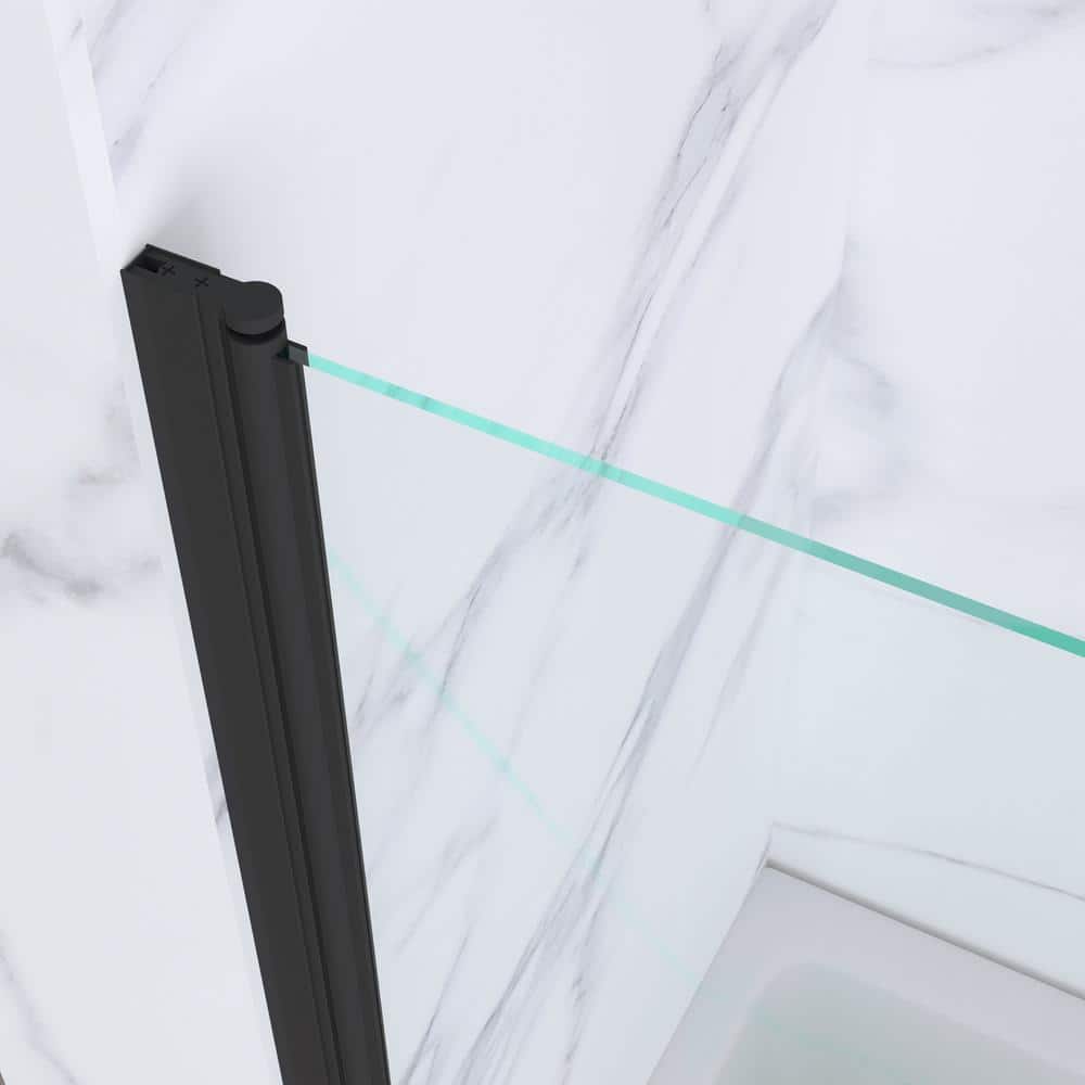 Matte Black Frameless Pivot Tub Door with Clear Glass