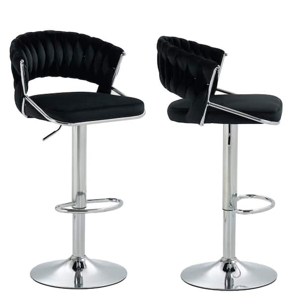 Amazon.com: Zaboro Set of 2 Swivel Bar Stools with Curved Backrest and  Cushion Seat, Height Adjustable Bar Chairs with Metal Footrest and Base, 