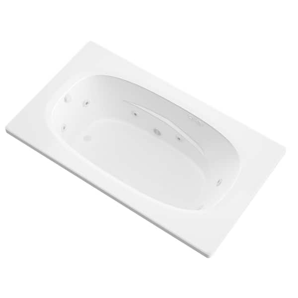 Universal Tubs Tiger's Eye 6 ft. Rectangular Drop-in Whirlpool Bathtub in White