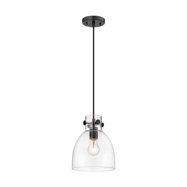 Innovations Newton Bell 100-Watt 1 Light Matte Black Shaded Pendant ...