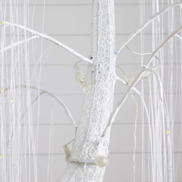 7 ft. Pre-Lit Artificial White Willow Tree with 400-Cool White LED Light