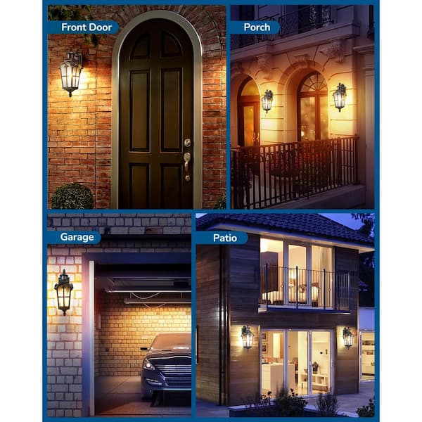 DEWENWILS 16.8 in. Black Motion Sensing Dusk to Dawn Outdoor