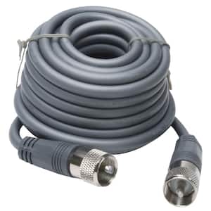 CB Antenna Mini-8 Coax Cable with PL-259 Connectors in Gray, 18 ft.