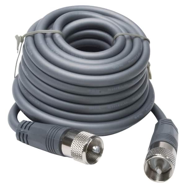 RoadPro CB Antenna Mini-8 Coax Cable with PL-259 Connectors in Gray, 18 ft.