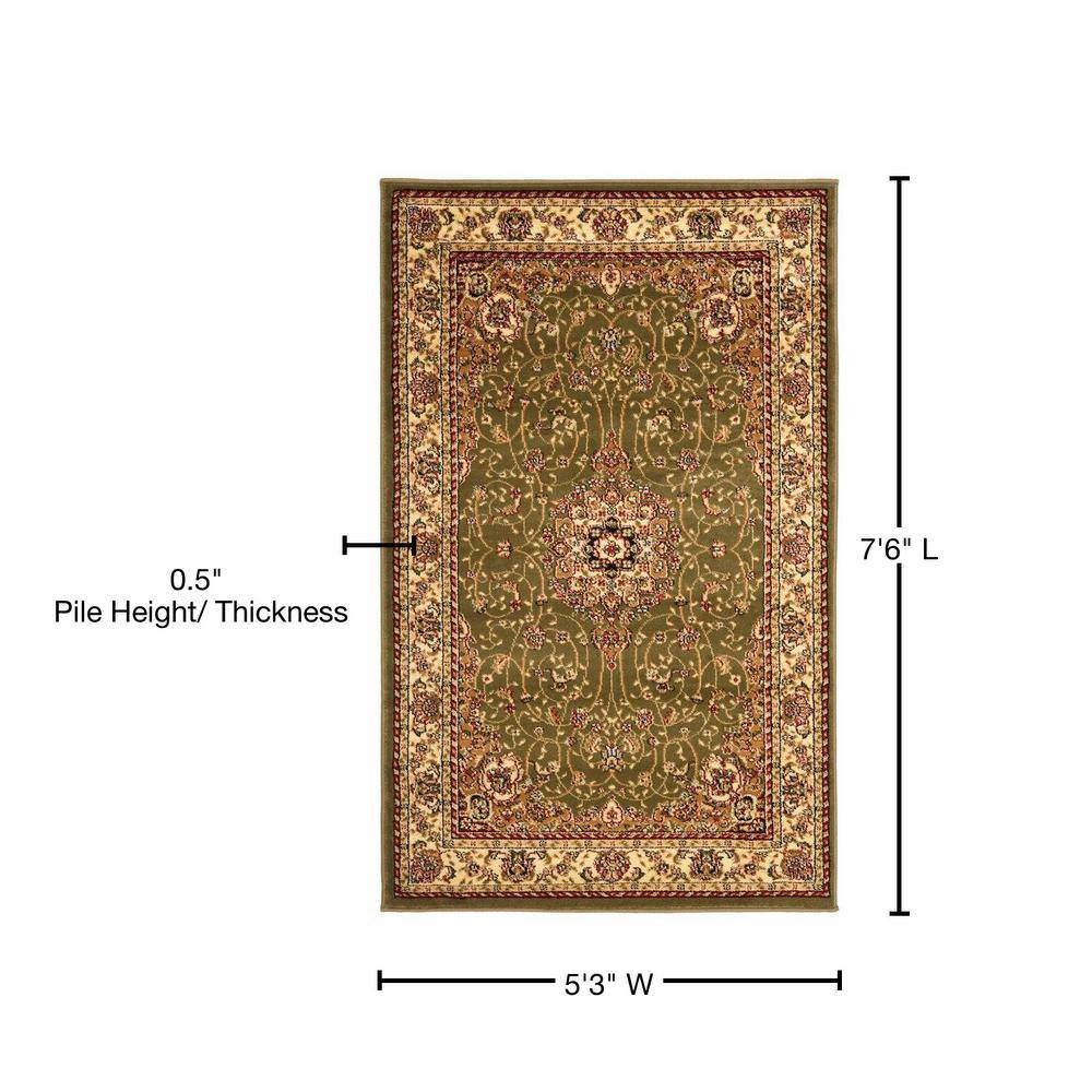 Ivory and Sage Floral Synthetic Rectangular Area Rug
