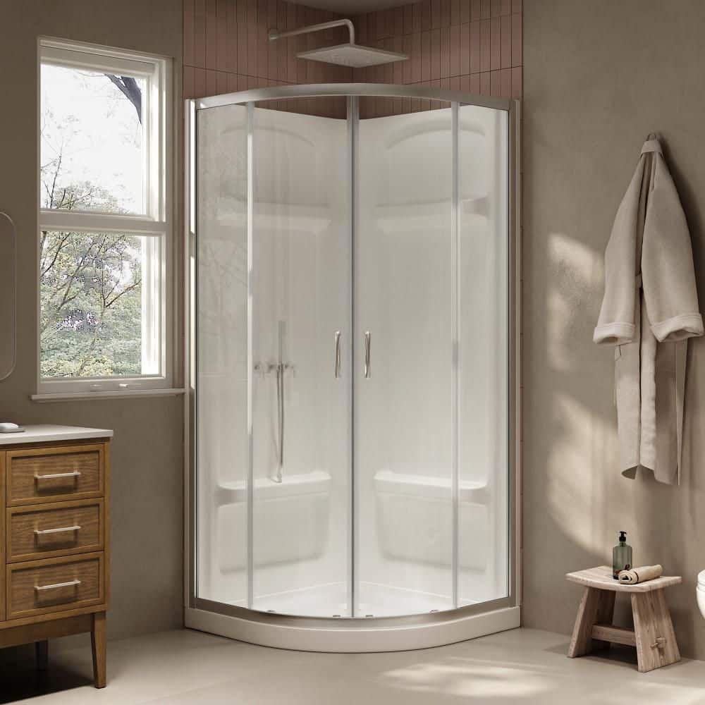 Breeze 36 in. x 36 in. 72.83 in. Quadrant Corner Shower Kit in Satin Nickel, Clear Sliding Door, Walls and Pan price history on PriceWatchPro