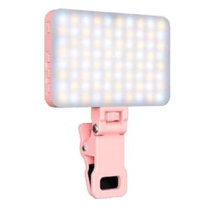 Rechargeable Selfie Light Portable Clip on Video Light for Phone/Laptop/Camera with Smart Light Sensor 3 Light Mode Pink