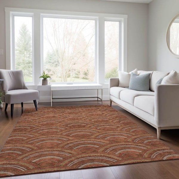 Chantille Machine Washable Indoor/Outdoor Abstract ACN984 Paprika 2 ft. 6 in. x 3 ft. 10 in. Area Rug