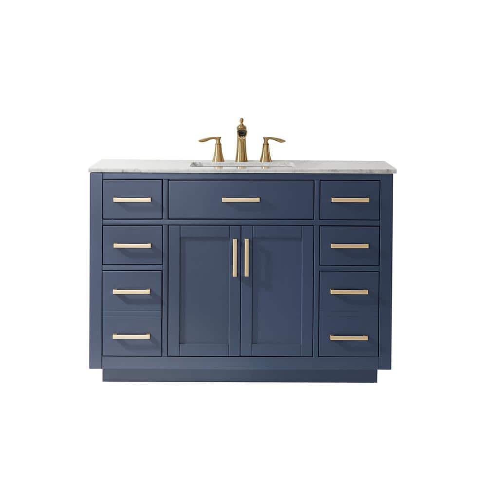 Altair Ivy 48 in. Bath Vanity in Royal Blue with Carrara Marble Vanity