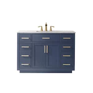 Ivy 48 in. Bath Vanity in Royal Blue with Carrara Marble Vanity Top in White with White Basin