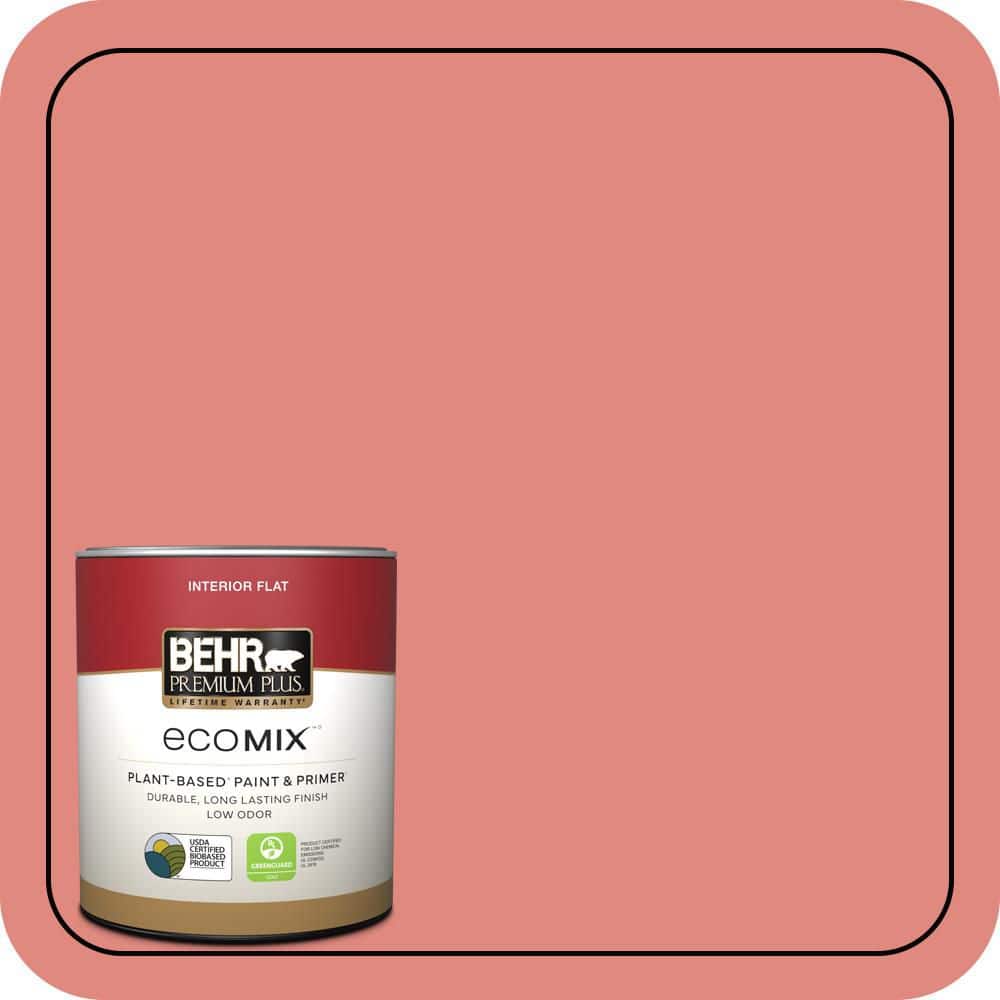1 qt. #170D-5 Mellow Coral Flat EcoMix Plant-Based Interior Paint & Primer product image for price tracking